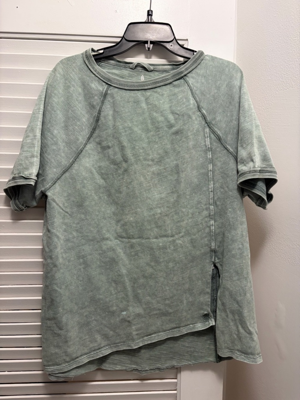 FP Movement by Free People Washed Sage Green Short Sleeve Pullover
